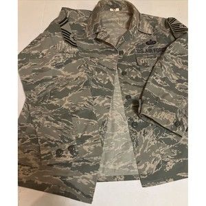 US Air Force Combat Uniform Womens Small Camo Green Button Up Jacket